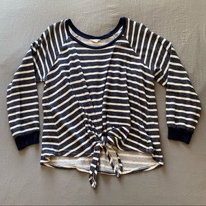 Caslon Boatneck Striped Tie High Low Sweater